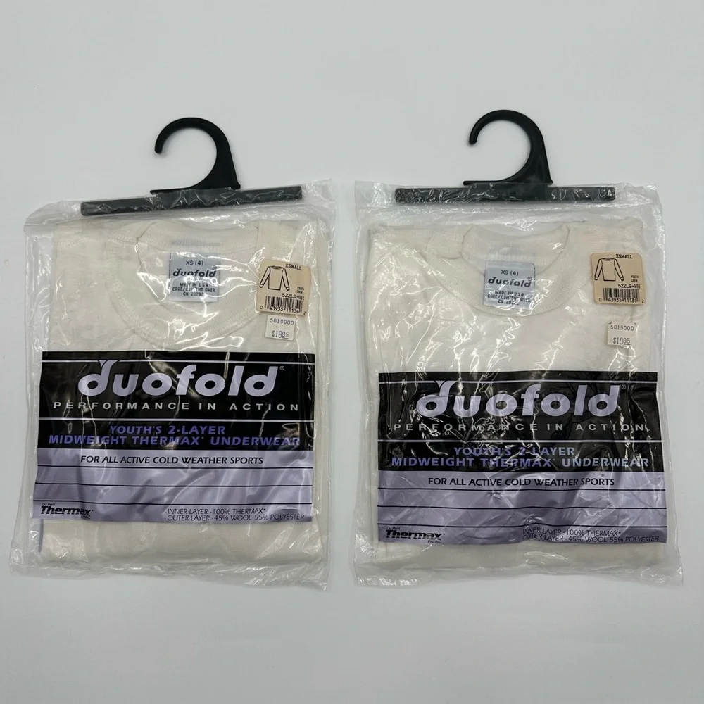 2 Vintage Duofold Youth’s XS (4) 2‎ Layer Mid weight Thermal Underwear Shirt New